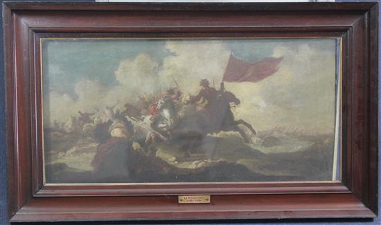 Jacques Courtois (1621-1676) called Le Bourguigon Cavalry skirmish, 14.75 x 29.75in.